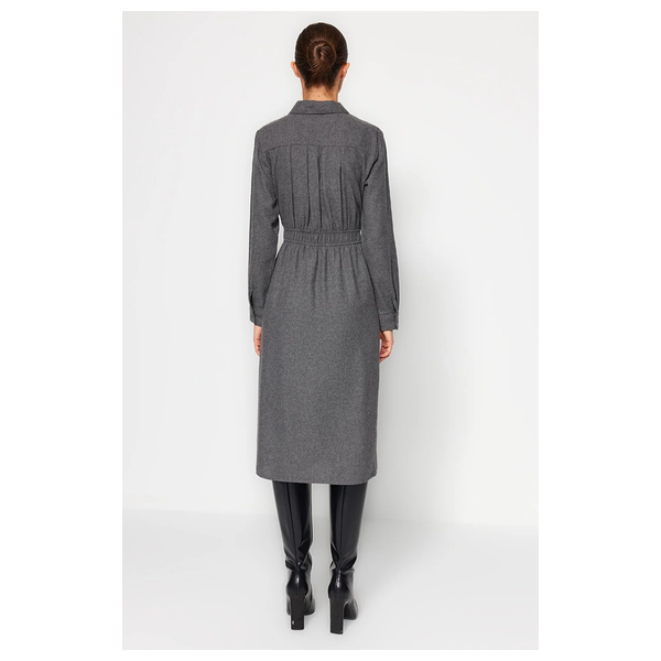 فستان نسائي ترينديول ميلا قبة قميص - رمادي غامق