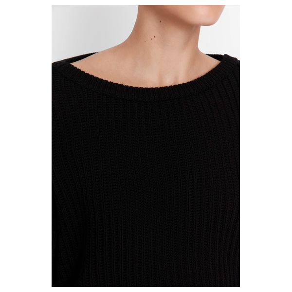 Trendyolmilla Women’s Crop Spanish Sleeve Knitwear Sweater - Black