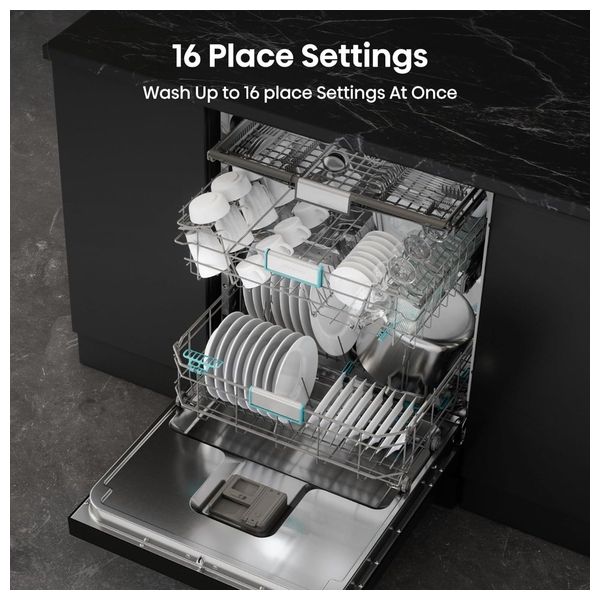  هايسنس HS673C90BME غسالة صحون - 16 سيت - أسود 