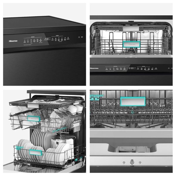  هايسنس HS673C90BME غسالة صحون - 16 سيت - أسود 