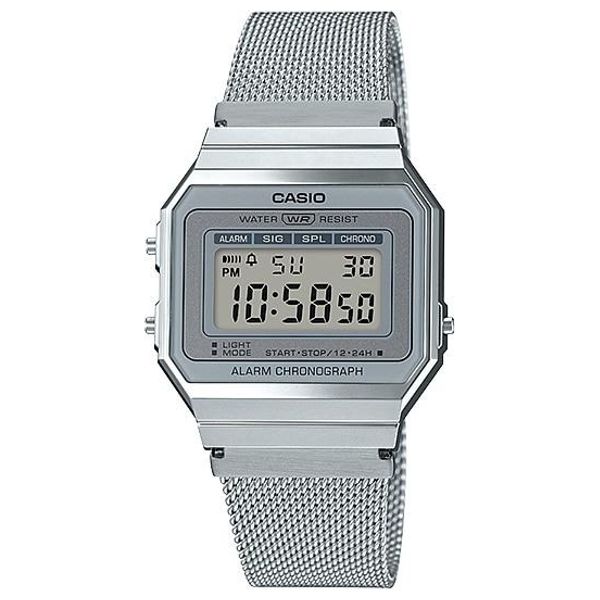  Casio Watch A700WM7ADF For Unisex - Digital Display, Stainless Steel Band - Silver 