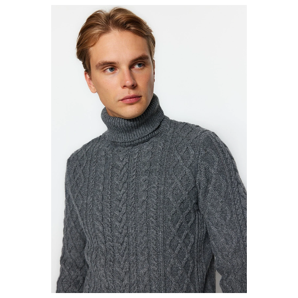 سترة للرجال ترينديول مان بياقة دائرية - رمادي