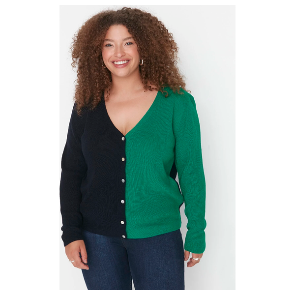 Trendyol Curve Color Blocked Knitwear Cardigan - Navy Blue