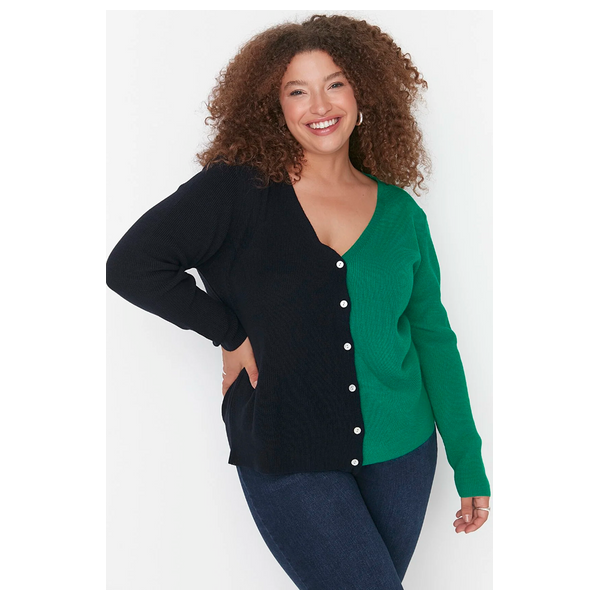 Trendyol Curve Color Blocked Knitwear Cardigan - Navy Blue