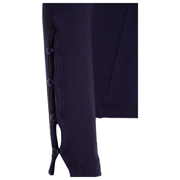 Trendyolmilla Buttoned Corduroy Stand-Up Collar Cotton Flexible Knitted Blouse - Navy Blue