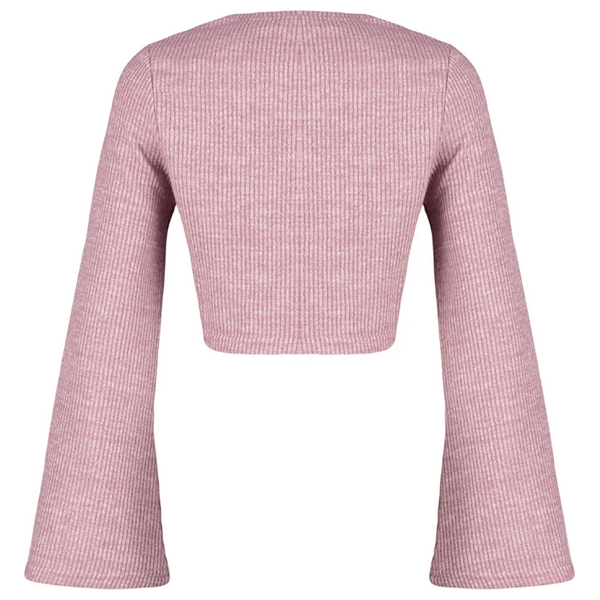 ترينديول ميلا بلوزة برقبة دائرية وأكمام إسبانية - وردي