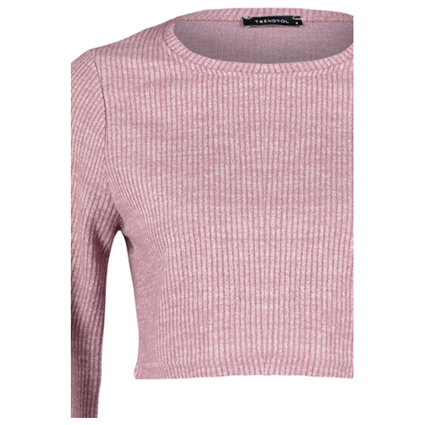 ترينديول ميلا بلوزة برقبة دائرية وأكمام إسبانية - وردي