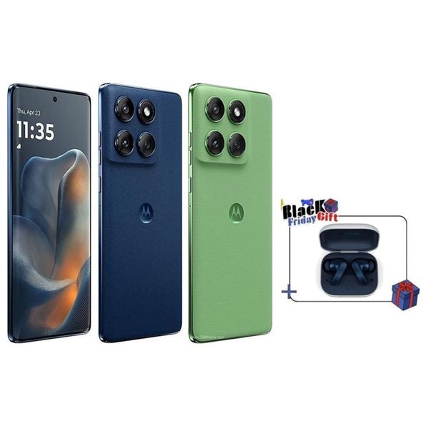 موتورولا ايدج 60 - بشاشة 6.67 انش 120 هيرتز P-OLED - ميديا ​​تيك دايمنسيتي 7300 - بحجم بطارية 5200 ميلي امبير بسرعة شحن 68 واط + سماعة بلوتوث داخل الأذن موتو بادز