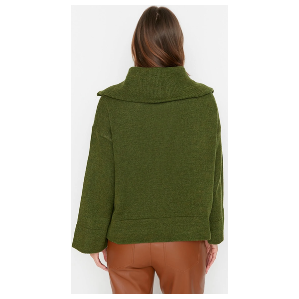 بلوزة نسائية ذات ياقة عالية ترينديول ميلا - خاكي