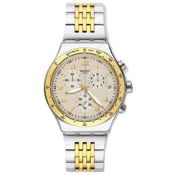  Swatch Watch YVS467G For Men - Analog Display, Stainless Steel Band - Gray 