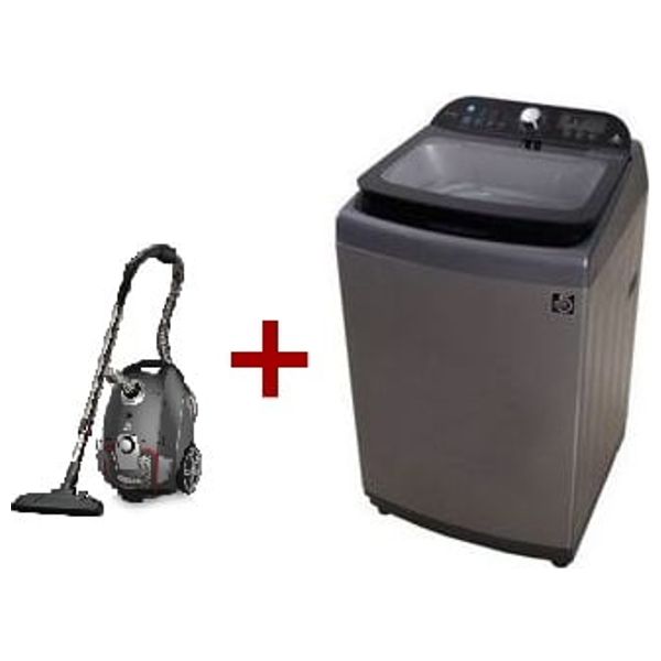 غسالة الحافظ فتحة علوية - 16 كغم - WMHA-1666STL62 - سلفر + مكنسة الحافظ كهربائية مع كيس - 2200 واط - 4 لتر - VCHA-2200CB42 - اسود