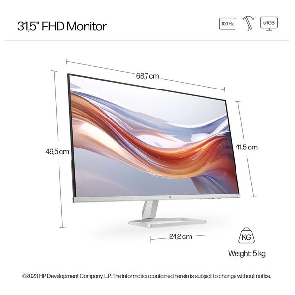  شاشة حاسبة اتش بي 31.5-انج فئة Series 5 532sf - سرعة الاستجابة 7 ملي ثانية - 100 هيرتز - FHD 