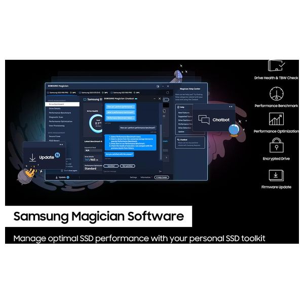  Samsung 990 Pro - 2TB - NVMe PCIe Internal SSD Hard Drive With Heatsink - Black 