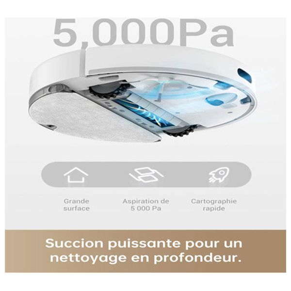  مكنسة روبوت دريمي - شفط قوي ‎5000‎ باسكال - خرائط متعددة للمنازل ذات الطوابق - بطارية ‎5200‎ مللي أمبير-  تدوم ‎280‎ دقيقة - ‎D10s‎ - أبيض 