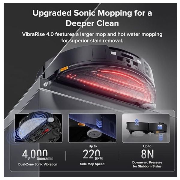  Roborock Saros 10 - 22000 Pa Suction - Hot Water Mop Wash (80°C) & 60°C Drying - 3D AI Obstacle Avoidance - Black 