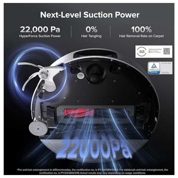  Roborock Saros 10 - 22000 Pa Suction - Hot Water Mop Wash (80°C) & 60°C Drying - 3D AI Obstacle Avoidance - Black 