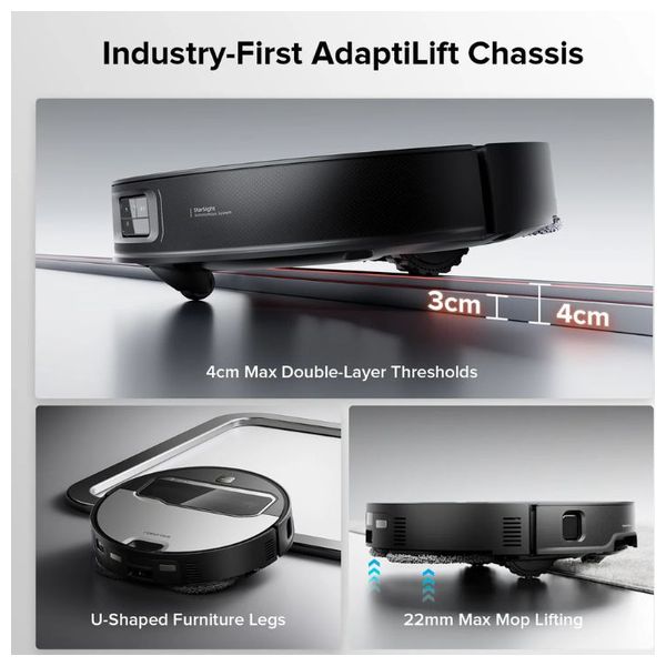 مكنسة روبوت روبوروك StarSight S22 - قوة الشفط  22000 باسكال - ذراع ذكي Omnigrip - اسود
