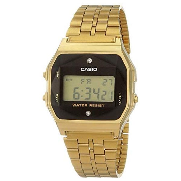  ساعة كاسيو للرجال A159WGED1DF - عرض رقمي, سوار من ستانلس ستيل - ذهبي 