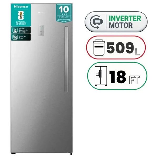  Hisense FV3N509NAI - Upright Freezer - 18 ft - 509 L - Inverter - No Frost - Silver 