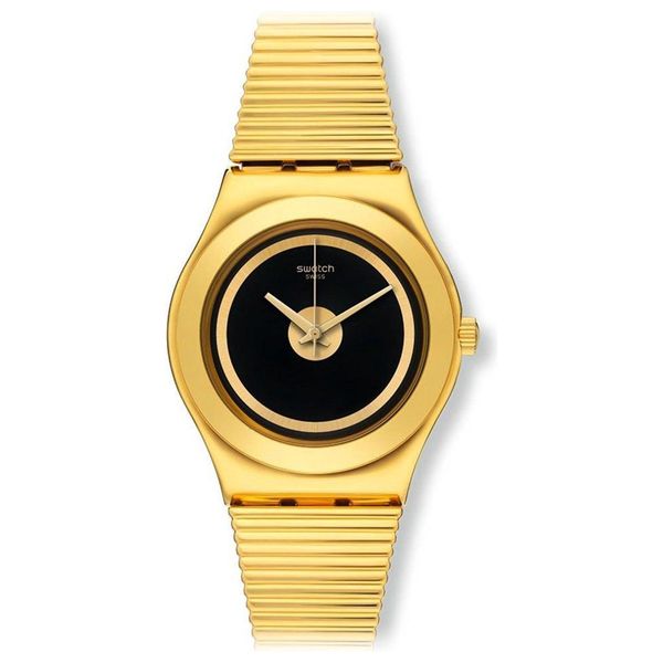  ساعة سواتج للنساء YLG130 - عرض بعقارب, سوار من ستانلس ستيل - ذهبي 