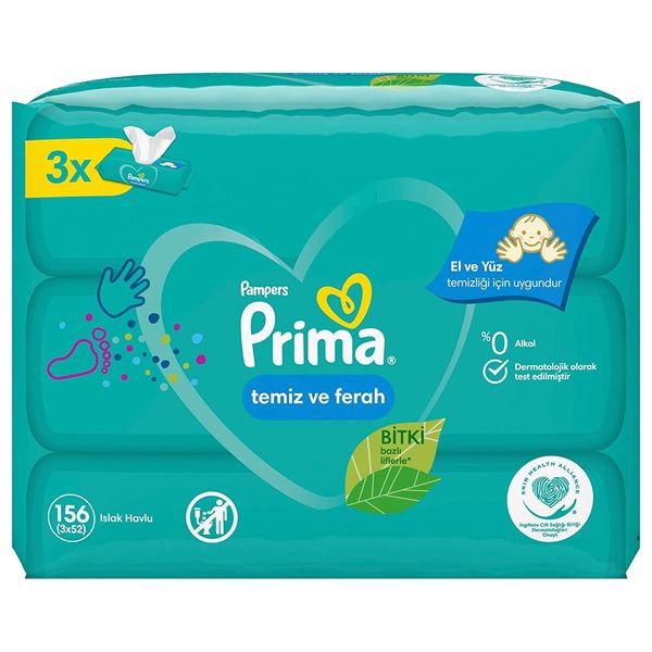  Prima Clean & Fresh Baby Wet Wipes - 3×52 Wipes 
