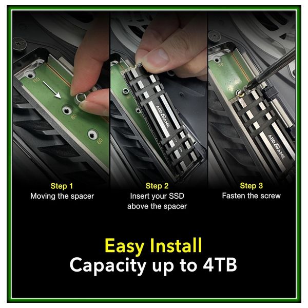  هارد داخلي ادلينك A93 GEN4X4 NVMe للبلاي ستيشن 5 - مع مشتت حراري - 2 تيرابايت SSD - اسود 
