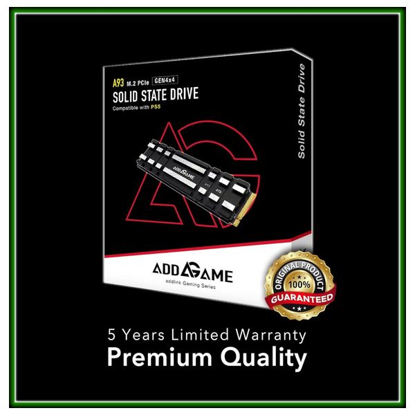 addlink A93 GEN4X4 NVMe For PS5 - With Heatsink - 1TB SSD - Black