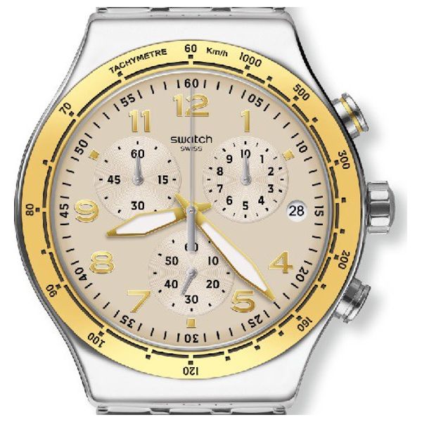  Swatch Watch YVS467G For Men - Analog Display, Stainless Steel Band - Gray 