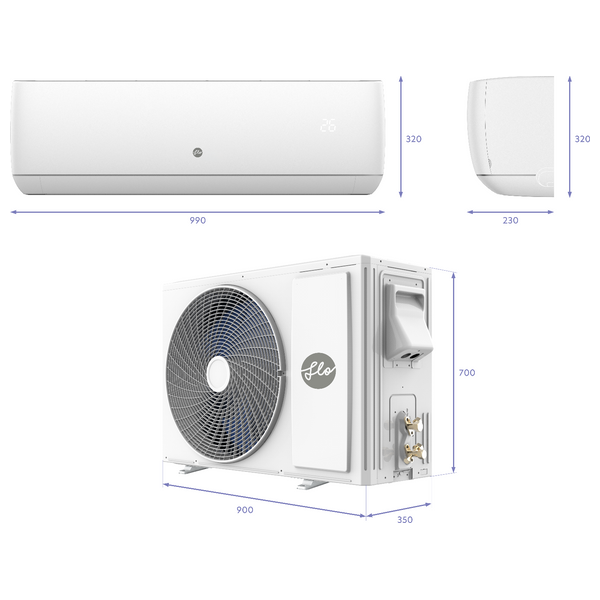 Flo AH18X23 - 1.5 Ton - Wall Mounted Split - White - Inverter - Amp Control - Free Installation