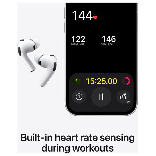 Apple AirPods Pro 3 Bluetooth Headphone In Ear  - Active Noise Cancellation - Heart Rate Sensor - Live Translation - White - Pre-Order