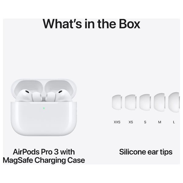 Apple AirPods Pro 3 Bluetooth Headphone In Ear  - Active Noise Cancellation - Heart Rate Sensor - Live Translation - White - Pre-Order