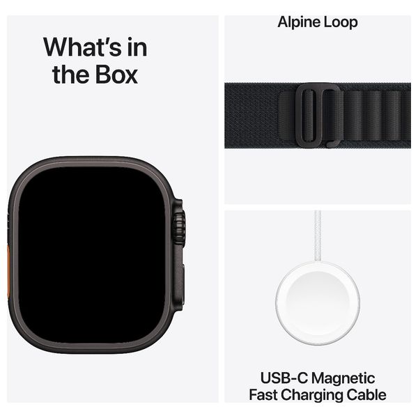 Apple Watch Ultra 3 - 49mm Black Titanium Alpine Loop Black - Satellite Connectivity - High Blood Pressure Alerts - Medium