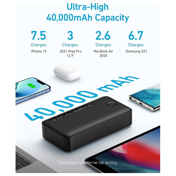 شاحن محمول انكر - A1377H11 - 40000mah - اسود