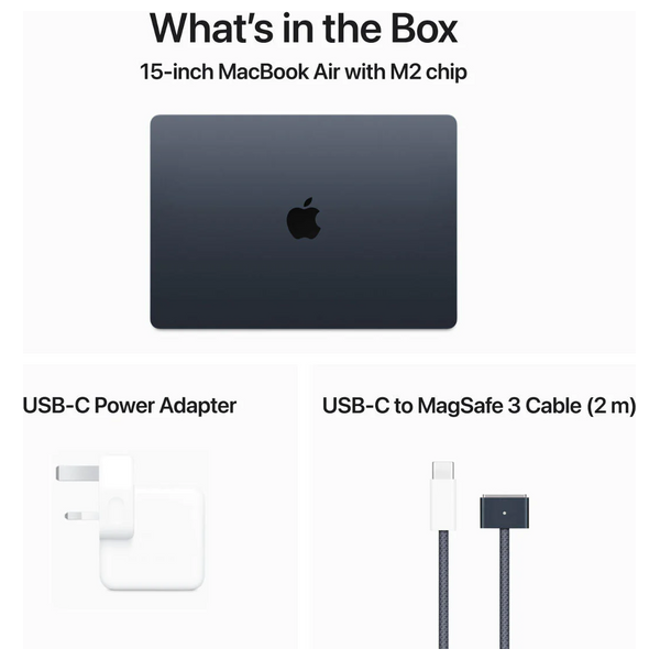  Apple MacBook Air 15.3-Inch - ( M2 chip-8Core - 8GB-512GB SSD - GPU 10-Core ) Midnight 