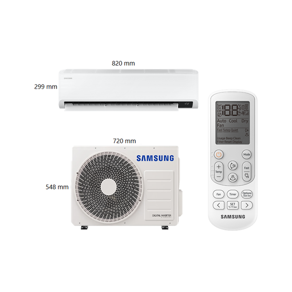 Samsung AR12ASHYGWKN/IQ - 1 Ton - Wall Mounted Split - White - Inverter - Amp Control + Free Installation + Samsung SC4190 - 2000W - Bag Vacuum Cleaner