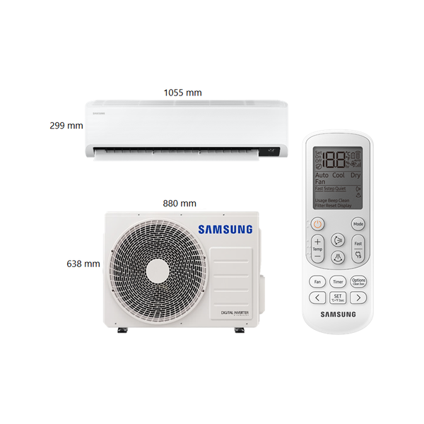 Samsung AR18ASFYGWKN/IQ - 1.5 Ton - Wall Mounted Split - White - Inverter - Amp Control + Free Installation + Samsung SC4190 - 2000W - Bag Vacuum Cleaner