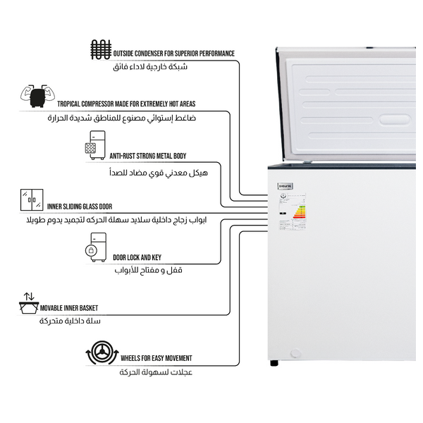  Shownic FC-355AW - 9ft - Chest Freezer - White 