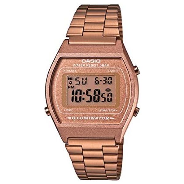  Casio Watch B640WC-5ADF For Unisex - Digital Display, Stainless Steel Band - Pink 
