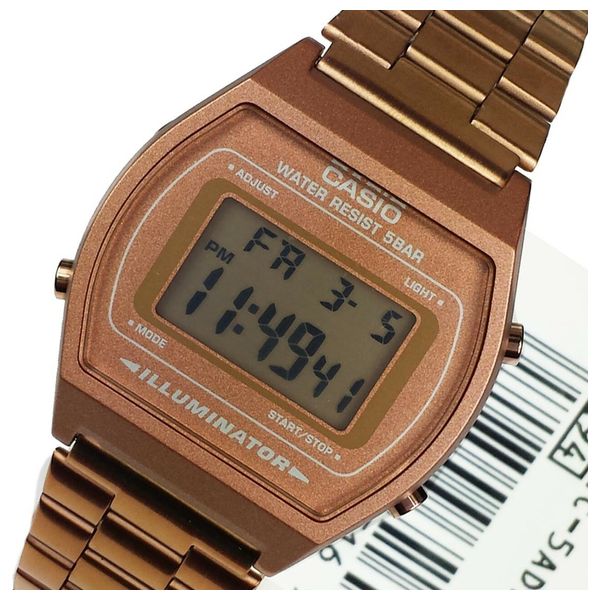 Casio Watch B640WC-5ADF For Unisex - Digital Display, Stainless Steel Band - Pink 