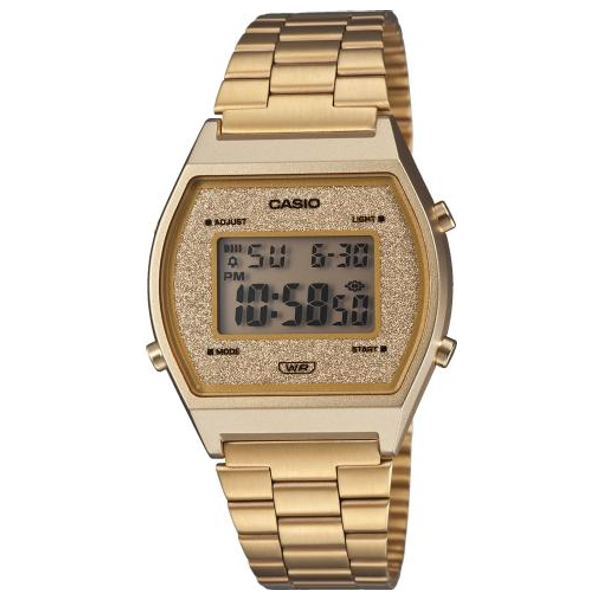  Casio Watch B640WGG-9DF For Unisex - Digital Display, Stainless Steel Band - Gold 