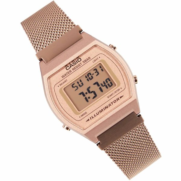  Casio Watch B640WMR-5ADF For Women - Digital Display, Stainless Steel Band - Pink 