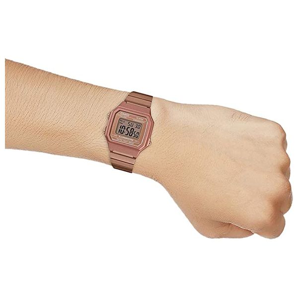  Casio Watch B650WC-5ADF For Unisex - Digital Display, Stainless Steel Band - Pink 