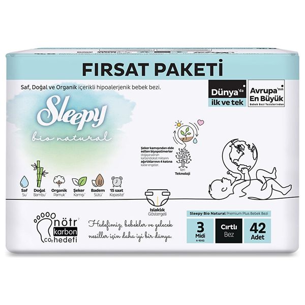Sleepy Baby Diapers - Size 3 Midi - with Bamboo Extract and Almond Milk - 42 Diapers