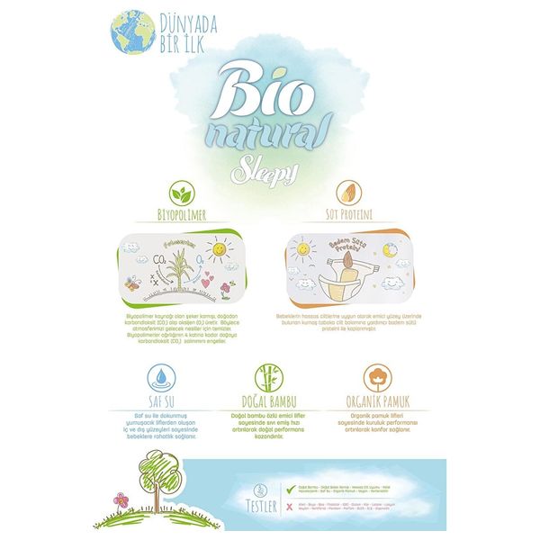 Sleepy Diapers - Size 4 (7-14 kg) - with Bamboo Extract and Organic Cotton - 48 Diapers
