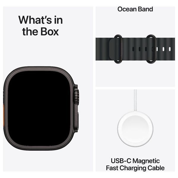 Apple Watch Ultra 3 - 49mm Black Titanium Ocean Band Black - Satellite Connectivity - High Blood Pressure Alerts - Pre-Order
