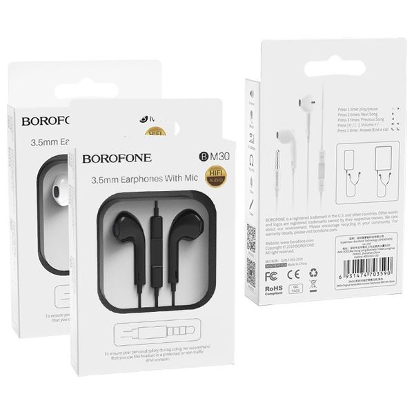 BOROFONE BM30 - Headphone In Ear - White