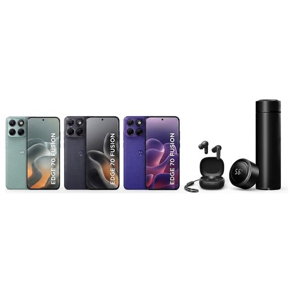 Motorola Edge 70 Fusion - Dual SIM - 6.8" AMOLED - Snapdragon 7s Gen 4 - 7000mAh, 68W TurboPower, AI Features + Headphone + Water Bottle - Pre Order