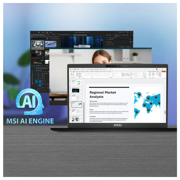 MSI Laptop 15.6-Inch - Modern 15 H AI C2HMG-208AE2 - Core Ultra 7 255H - 16GB/512GB SSD - Intel Arc - Dos