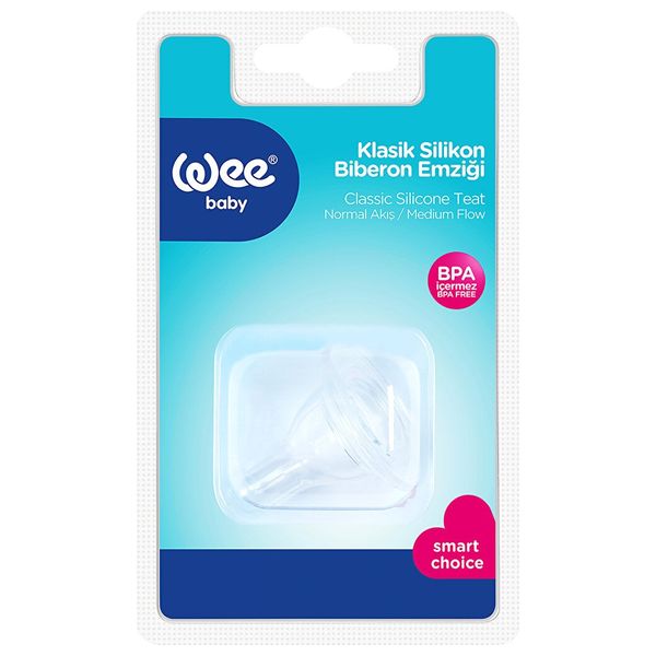  حلمة زجاجة سيليكون 0-6 أشهر من وي بيبي - شفافة 