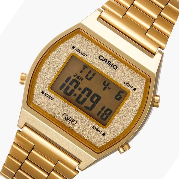  Casio Watch B640WGG-9DF For Unisex - Digital Display, Stainless Steel Band - Gold 